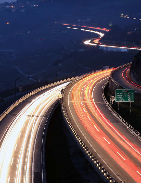 Autobahn Genfersee Nacht Verkehr